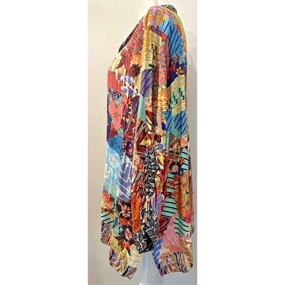 John Mark Woven Boho Patchwork Wire Collar Blouse… - image 4